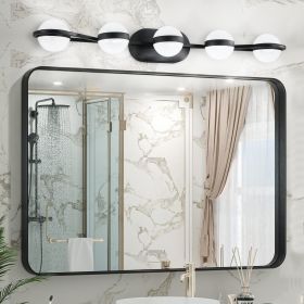 Vanity Lights With 5 LED Bulbs For Bathroom Lighting(Black)