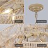 Bohemian style Woven Pendant Light 19.7 Inch Rattan Ligh Large Rattan Pendant Light with 4-Tier Rattan Chandelier