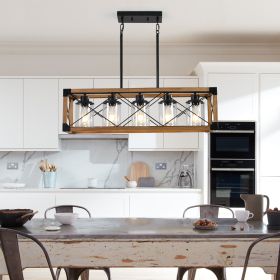 5-Light Retro Farmhouse Chandelier For Kitchen, Living room, Dining room(No Bulbs) (Color: as Pic)