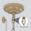 Bohemian style Woven Pendant Light 23.6 Inch Rattan Ligh Large Rattan Pendant Light with 5-Tier Rattan Chandelier