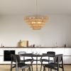 Bohemian style Woven Pendant Light 23.6 Inch Rattan Ligh Large Rattan Pendant Light with 5-Tier Rattan Chandelier