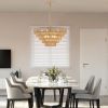 Bohemian style Woven Pendant Light 23.6 Inch Rattan Ligh Large Rattan Pendant Light with 5-Tier Rattan Chandelier