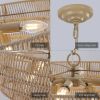 Bohemian style Woven Pendant Light 23.6 Inch Rattan Ligh Large Rattan Pendant Light with 5-Tier Rattan Chandelier